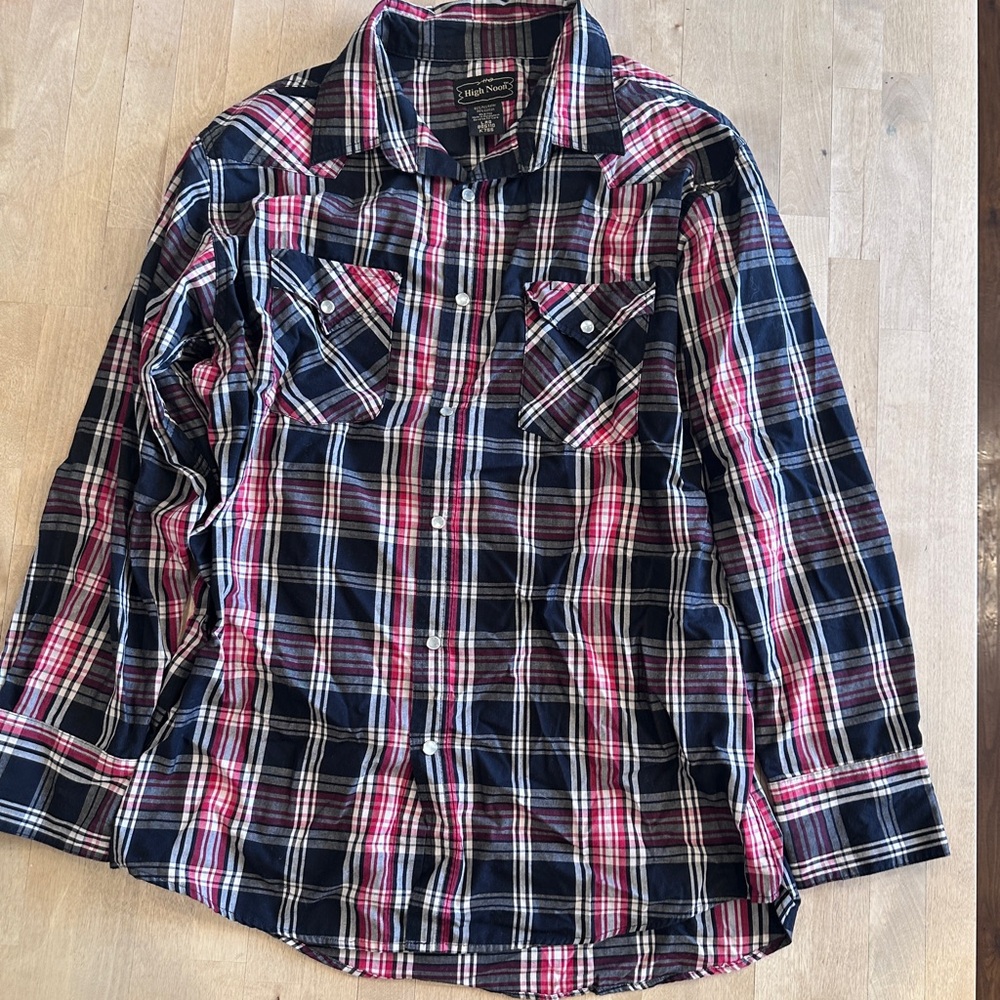 Women's Plaid Button Down Shirt - Red and Black